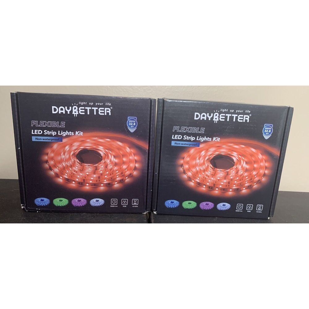 Day Better‎ Led Strip Lights RED Two Boxes With Remotes And Cords New Open Box
